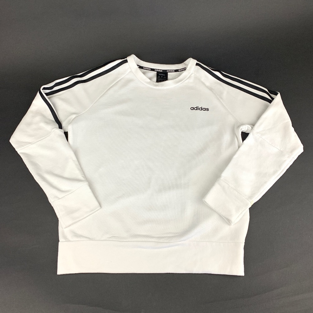 Adidas Women's White 3 Stripes Crew Neck Sweatshirt Size Small